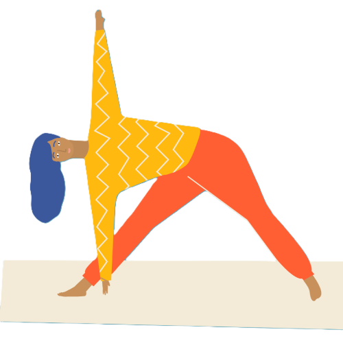Stylised graphic of a woman stretching